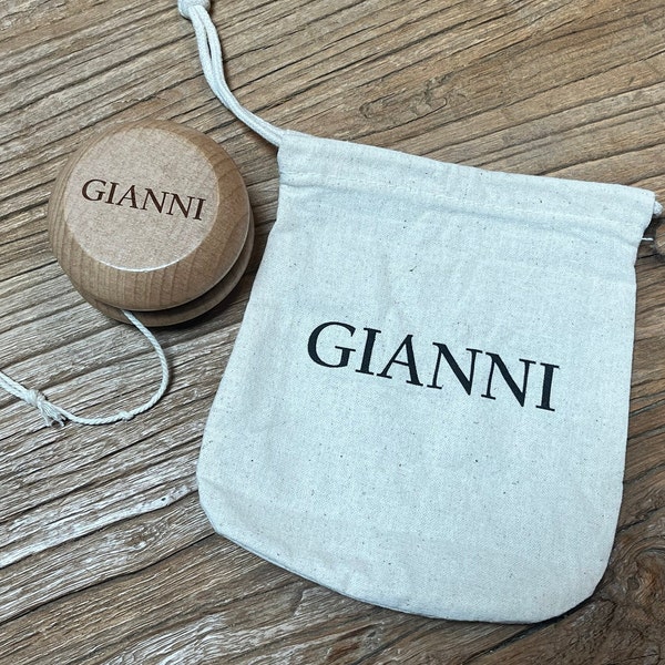 Engraved Wooden Yo-Yo with Personalized Canvas Bag - For special occasions, birthdays, wedding favors, wedding gifts, engagement gifts