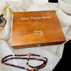 Personalized First Communion / Baptism / Confirmation Engraved Keepsake Wooden Memory Box