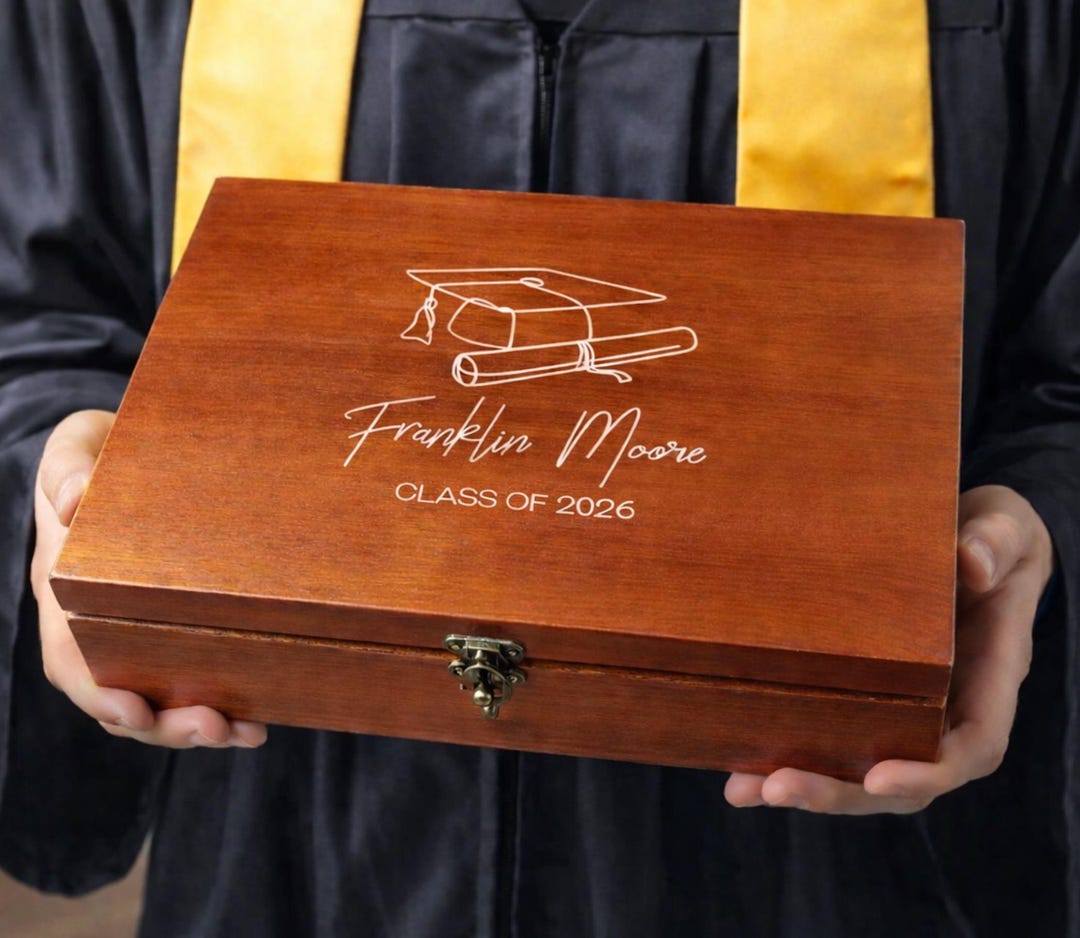Timber Graduation Box Personalized Graduation / Commencement Engraved Keepsake Wooden Memory ...