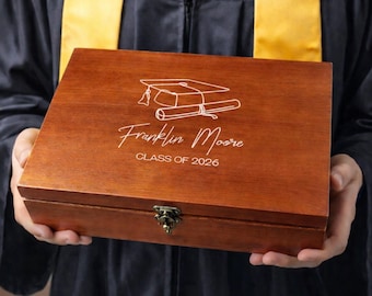 Personalized Graduation / Commencement Engraved Keepsake Wooden Memory Box