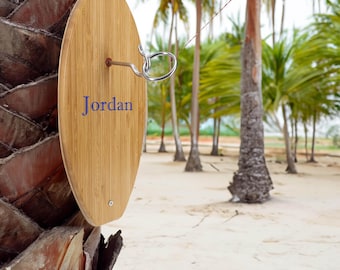 Personalized Wooden Surfboard Hook & Ring - Tiki Outdoor Games for Adults and Family,  Ring Toss Game for Man Caves, Bars, and Patios