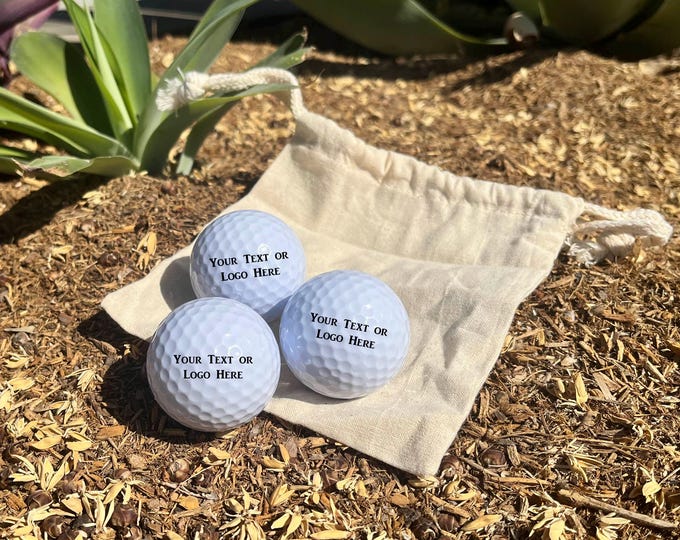 Personalized Golf Ball Set with Canvas Bag, Custom Name or Logo UV Printed Golf Balls, Unique Gift for Golfer or Father's Day