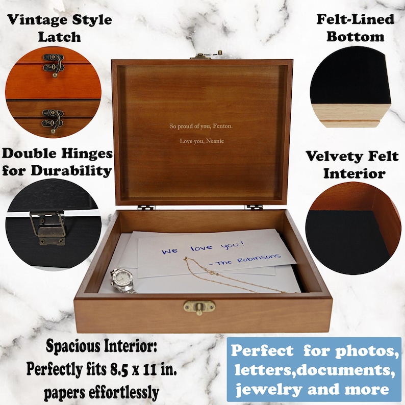 Personalized Bar & Bat Mitzvah Engraved Keepsake Wooden Memory Box image 7