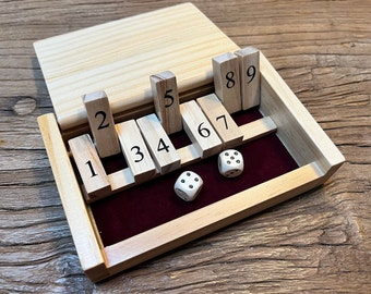 Personalized Mini Shut the Box Game: Engraved Wooden Dice Travel Toy