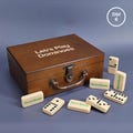 Personalized Double 6 Dominoes in a Wooden Treasure Box
