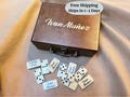Personalized Double 6 Dominoes in a Wooden Treasure Box