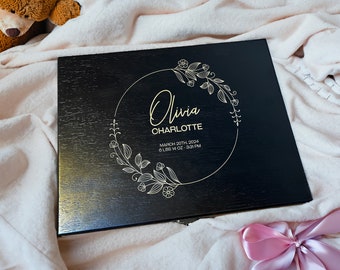 Personalized Baby Keepsake Box – Wooden Memory Chest, Baby Shower Gift