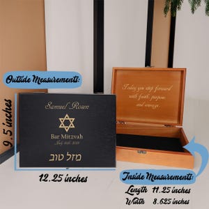 Personalized Bar & Bat Mitzvah Engraved Keepsake Wooden Memory Box image 8