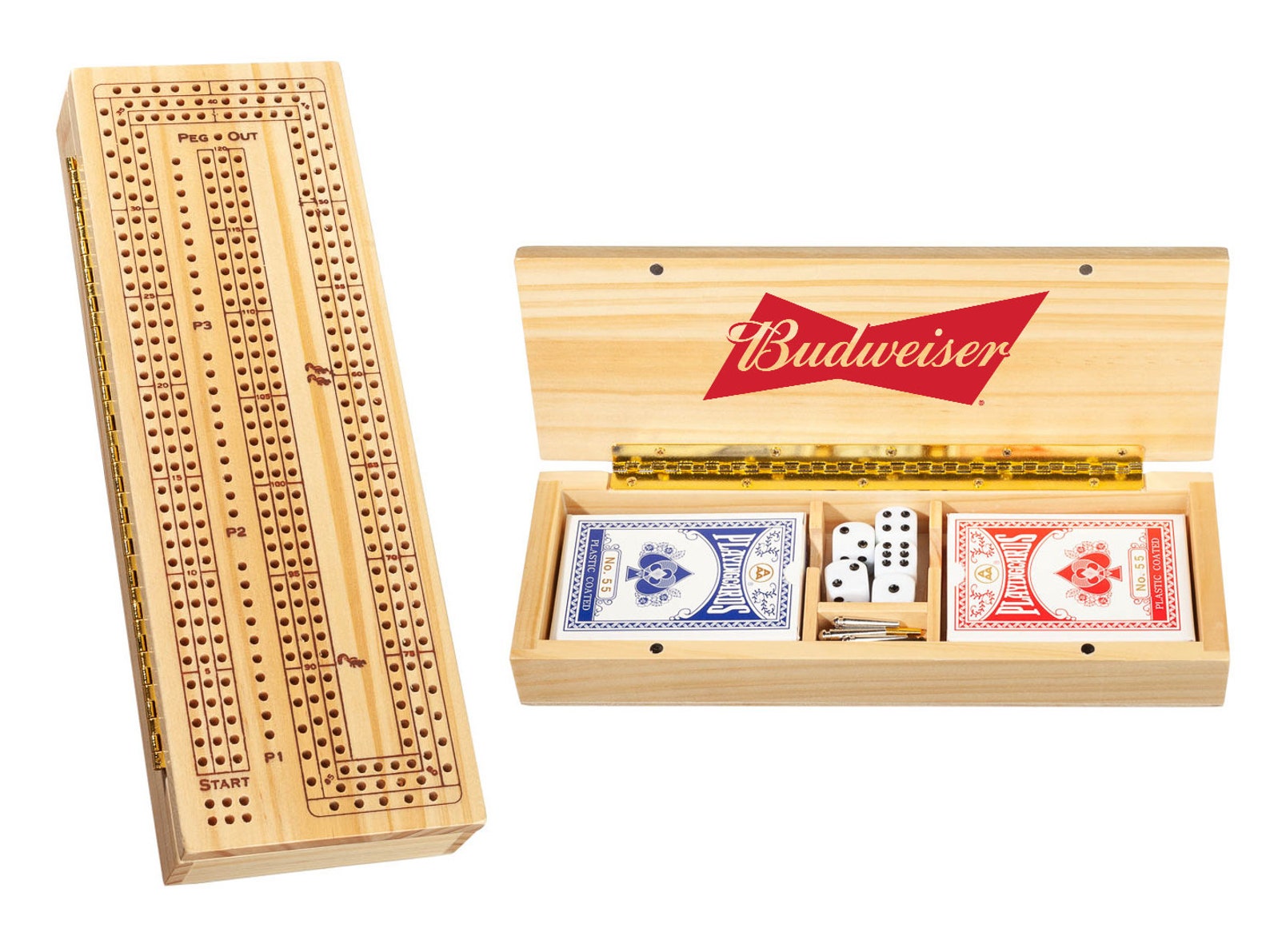 3 Track Cribbage Board con 2 Card Deck Storage Natural Etsy
