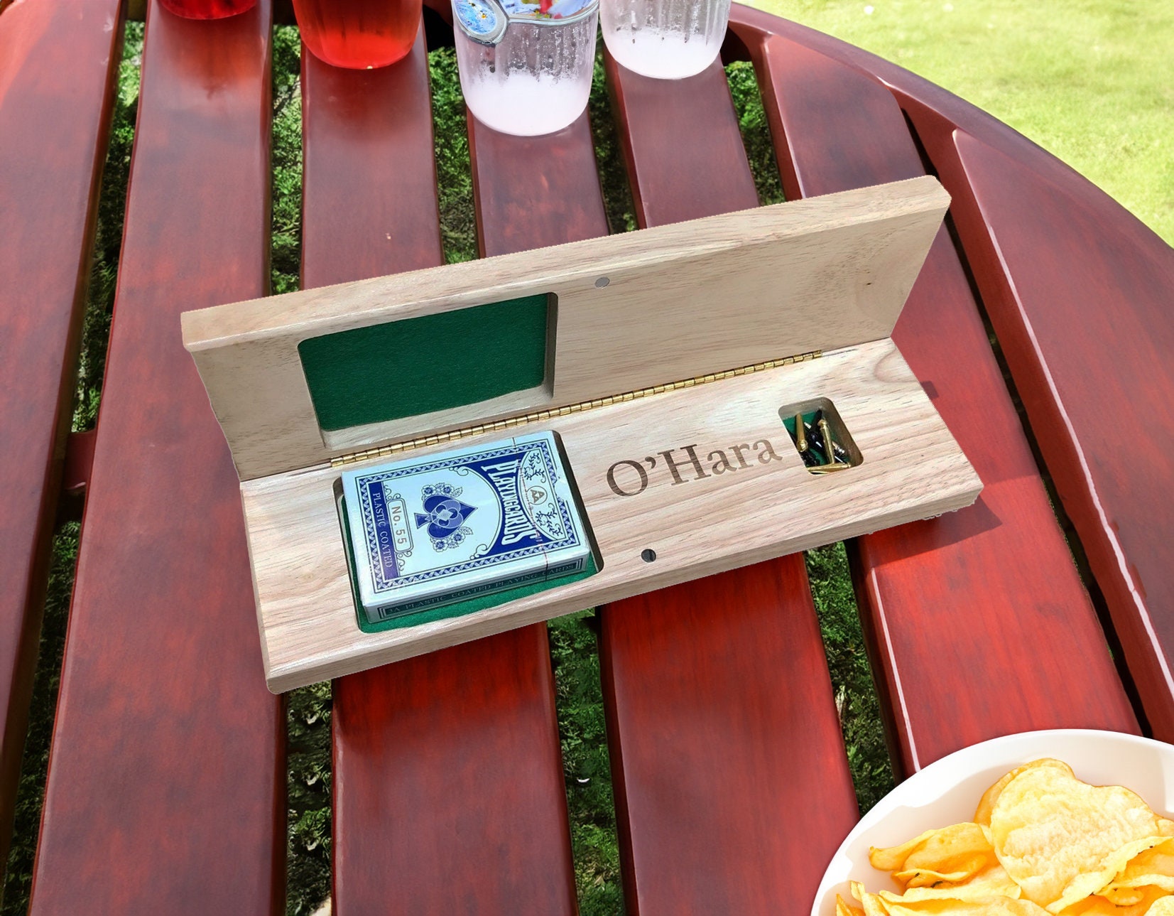 Personalized Folding Cribbage Board - Natural - 12 in.