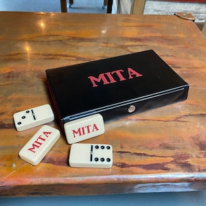 Personalized Double 6 Dominoes with Spinners in Vinyl Case