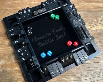 Personalized Mini 4-Player Shut the Box - Black Stained