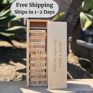 Personalized Wooden Block Tower Guestbook (12 inches) Wedding Guest Book, Bridal Party Gift, Wedding Decor, Customized Wedding Games