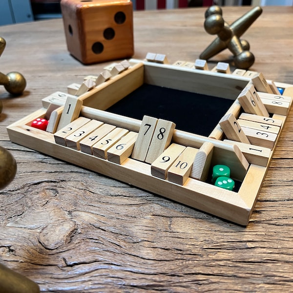 Personalized Mini 4-Player Shut the Box - Natural - For special occasions, birthdays, wedding favors, wedding gifts, engagement gifts