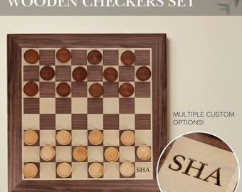 Personalized Wooden Checker Set - 12 in.