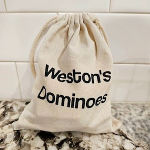 Personalized Canvas Storage Bag - For dominoes, checkers, backgammon, and board game pieces