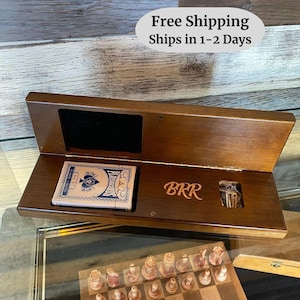Personalized Folding Cribbage Board - Dark Stained