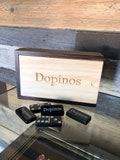 Personalized Double 6 Dominoes in Dark Wooden Case