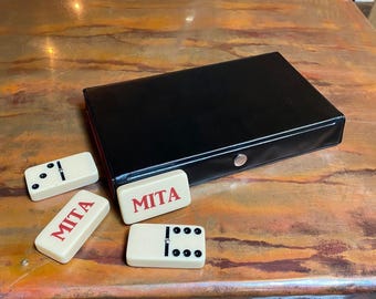 Personalized Double 6 Dominoes with Spinners in Vinyl Case