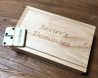 Personalized Double 6 Dominoes in Wooden Case