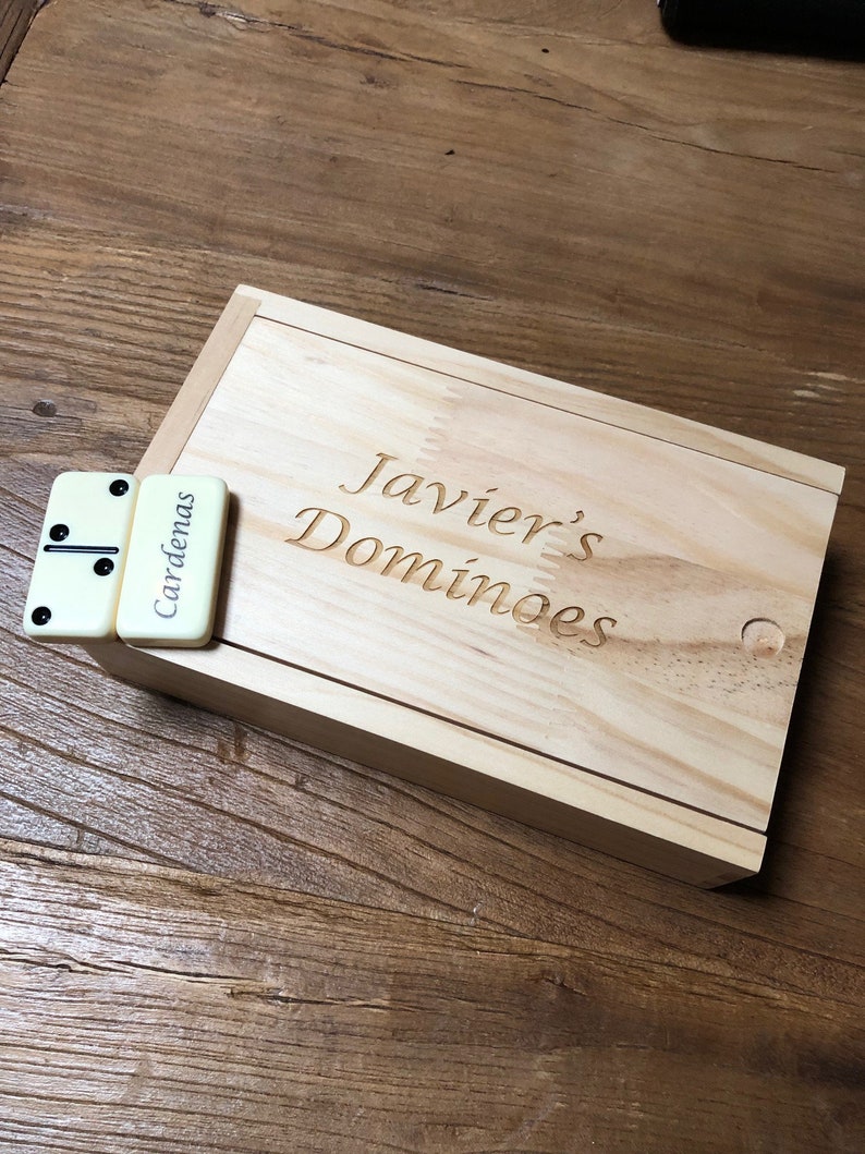 Personalized Double 6 Dominoes in Wooden Case