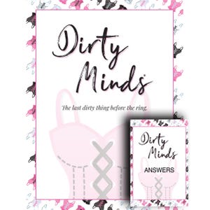 Dirty Minds Bachelorette Party Game - Dirty Q&#39;s w/Clean A&#39;s - Lingerie Theme -Bridal Shower Game, Bachelorette Shower Ideas, Printable Games