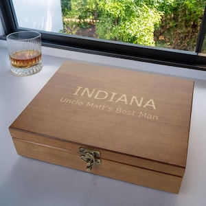 Personalized Rustic Wood Keepsake Box - Engraved with your custom text, for special occasions, housewarming, holidays, birthdays, and gifts