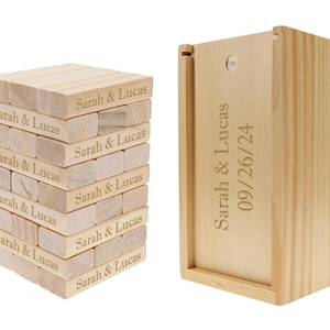 Personalized Wooden Block Tower Guestbook 7 Inches Tall, Engraved – Wedding, Birthday, Special Occasions