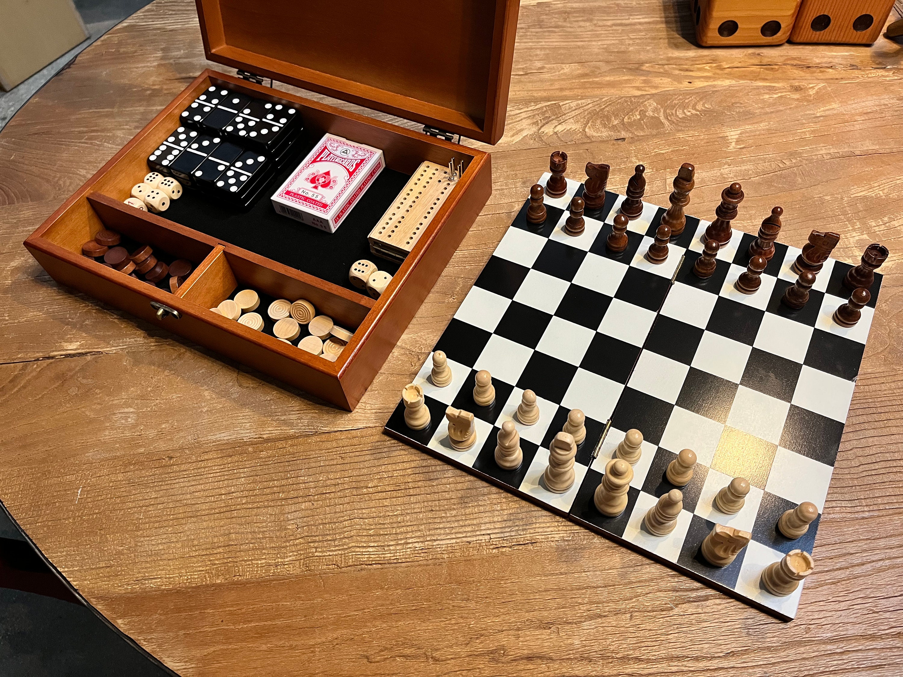 1960s Italian Inlaid Wood Multi Game Table With Roulette, Checkers/Chess,  Backgammon