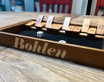 Personalized Wooden Shut the Box Game (13 inch.) - Walnut