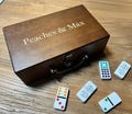 Personalized Mexican Train Dominoes in a Wooden Treasure Box