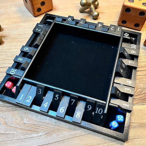 Shut the Box personalizado grande para 4 jugadores - Madera teñida en negro