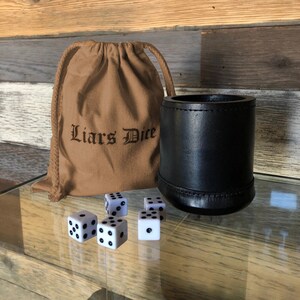 Mahogany Leather Dice Cup w/ Personalized Canvas Bag