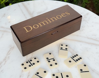 Personalized Dominoes Set – Double 6, Magnetic Wooden Travel Box