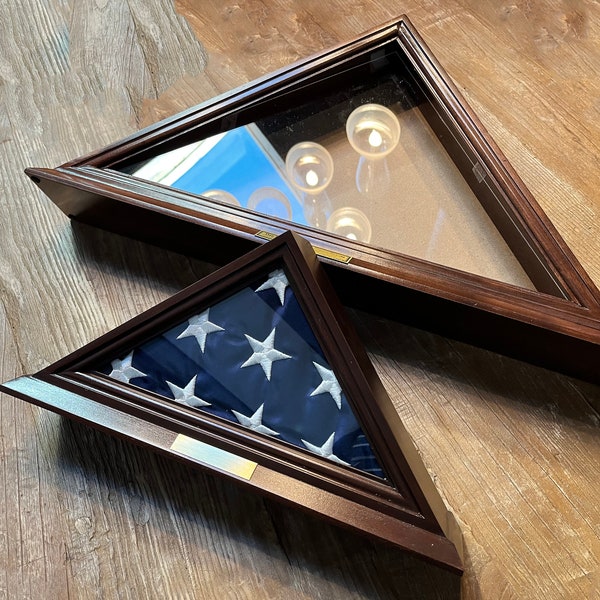 Personalized Solid Maple Memorial American Flag Display Case - Made in U.S.A.