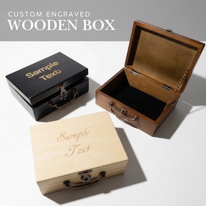 Personalized Wooden Keepsake Box with Latch – Laser Engraved Memory Box