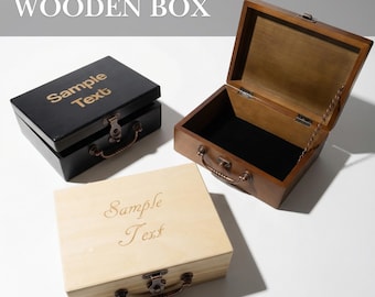 Personalized Wooden Keepsake Box with Latch – Laser Engraved Memory Box