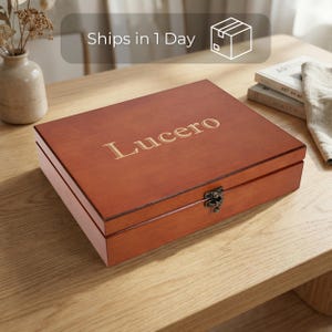 Personalized Rustic Wood Keepsake Box – Engraved Custom Text