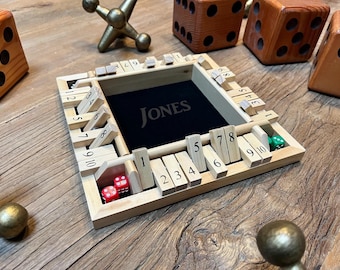 Personalized Travel Shut The Box Game - 4-Player, Natural Wood