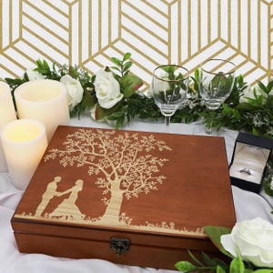 Personalized Rustic Wooden Keepsake Box Black Stained Memory Chest Wedding Gift Heirloom Storage Box