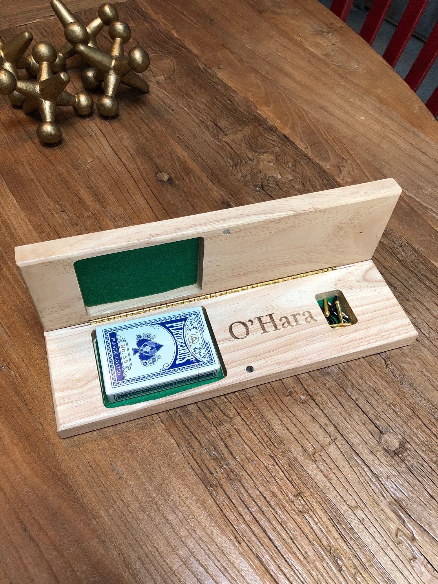 Personalized Folding Cribbage Board - Natural - 12 in.