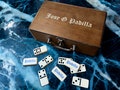 Personalized Double 9 Dominoes in a Wooden Treasure Box