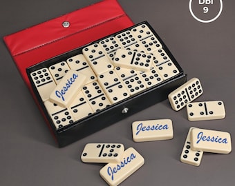 Personalized Double 9 Dominoes in Vinyl Case