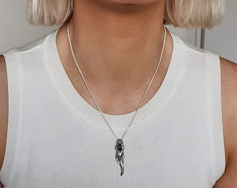 Otter Necklace with Birthstone-January through June