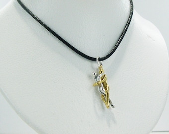 Man/Man Embrace Puzzle Pendant-Sterling & Gold