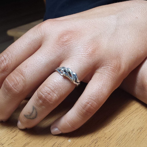 Woman/Woman Embrace Puzzle Ring-Sterling Silver