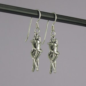 Woman/Woman Embrace Puzzle Earrings-Sterling Silver