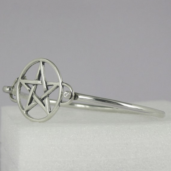 Real Solid 925 Sterling Silver Cuff Bracelet Pentagram Men Women Real Solid 925 Sterling Silver Cuff Bracelet Pentagram Men Women