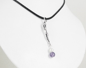 Woman Figure Dangle Necklace with Amethyst