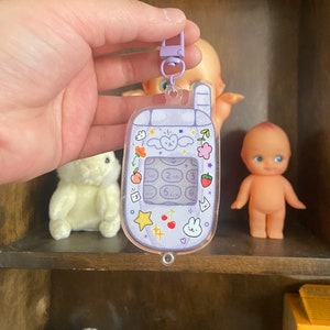 kawaii flip phone keychain photo frame